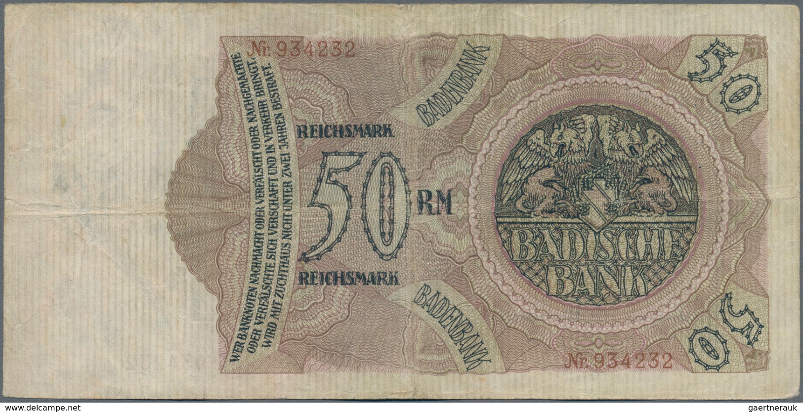 Deutschland - Länderscheine: Baden, 50 Reichsmark Von 1924, Einmal 6-stellige Und Einmal 7-stellige - Sonstige & Ohne Zuordnung