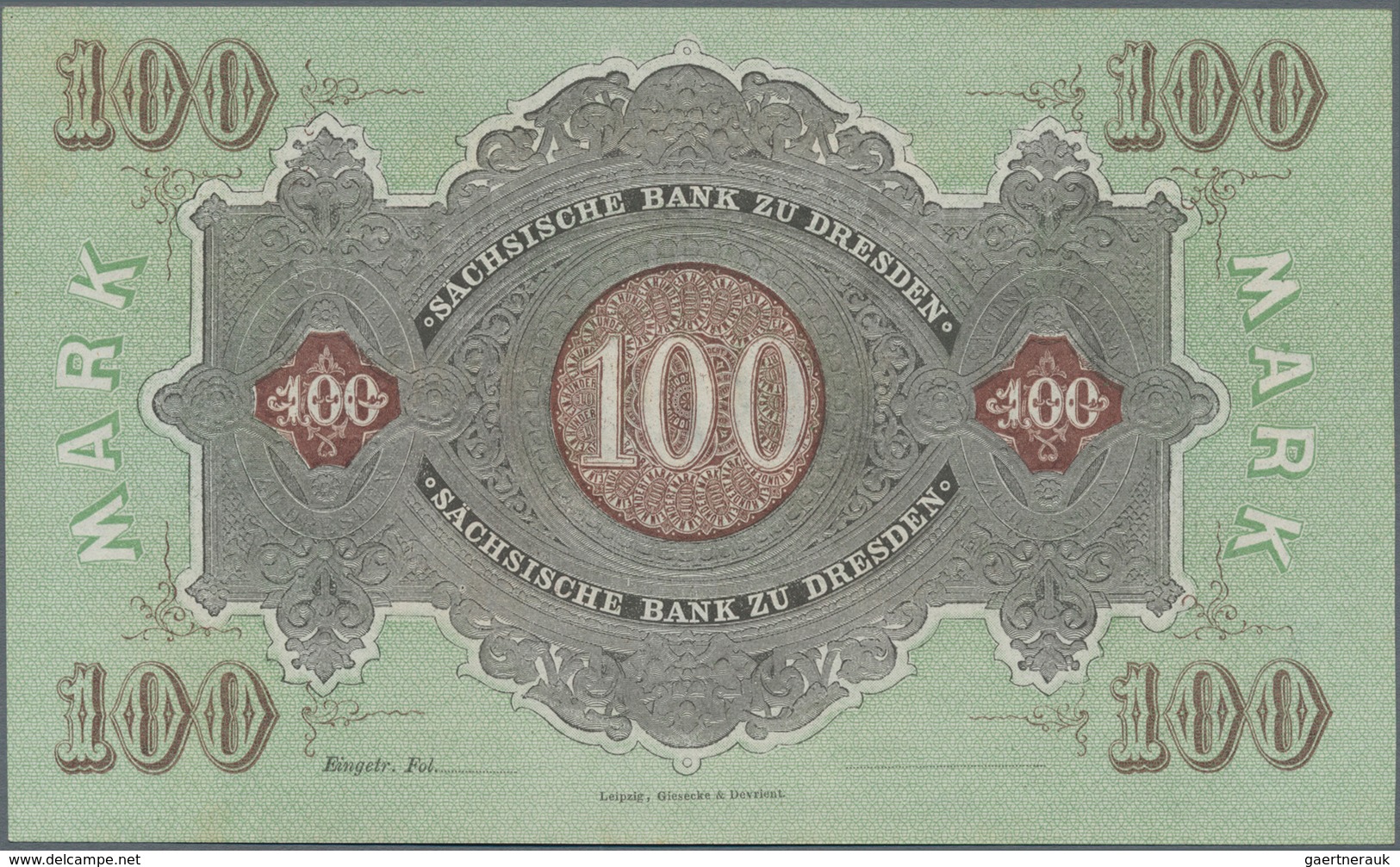 Deutschland - Länderscheine: Sächsische Bank Zu Dresden 100 Mark 1874 Archivstück Ohne Unterschrift - Altri & Non Classificati