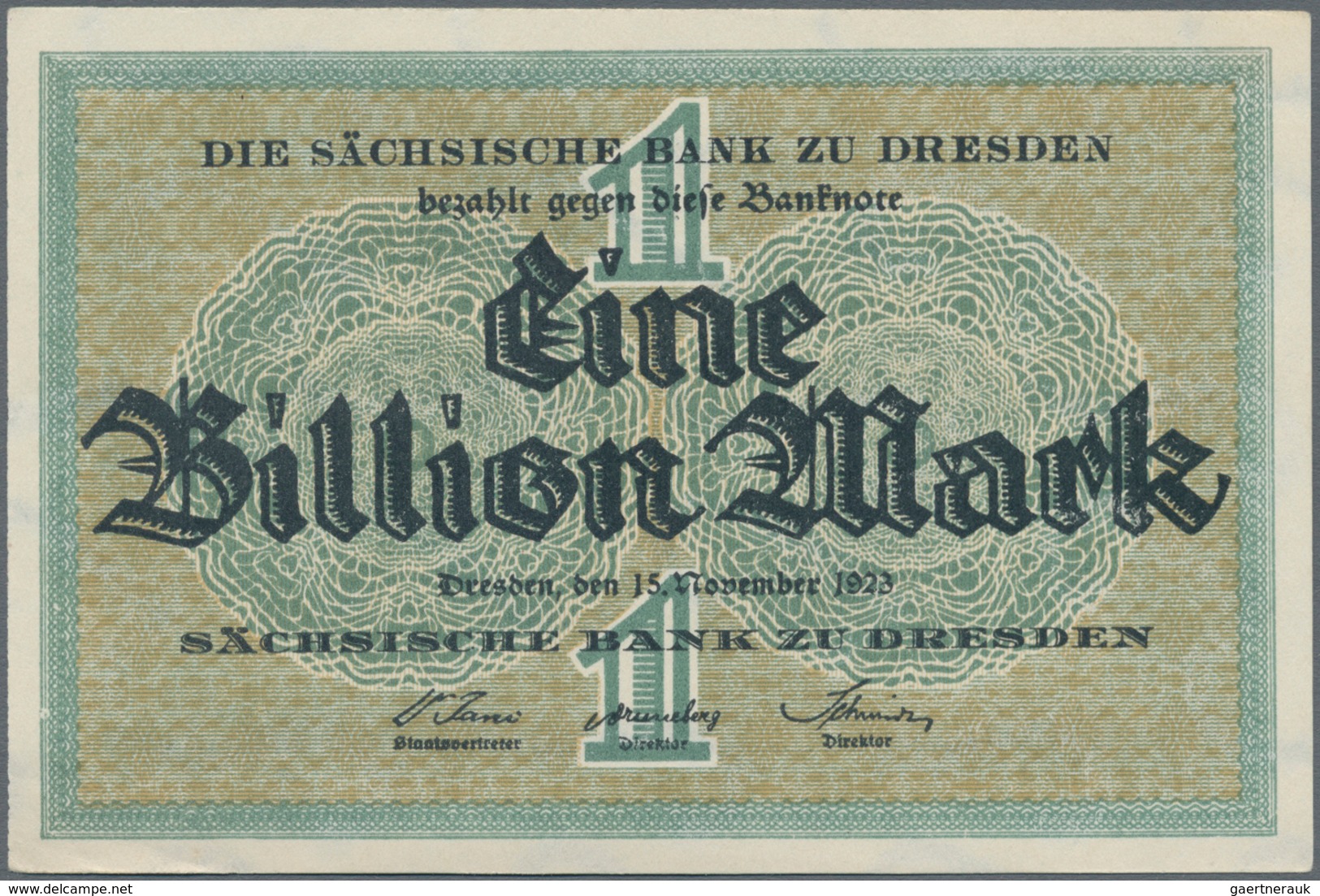Deutschland - Länderscheine: Sächsische Bank Zu Dresden 1 Billion Mark 1923 SAX24 In Kassenfrischer - Andere & Zonder Classificatie