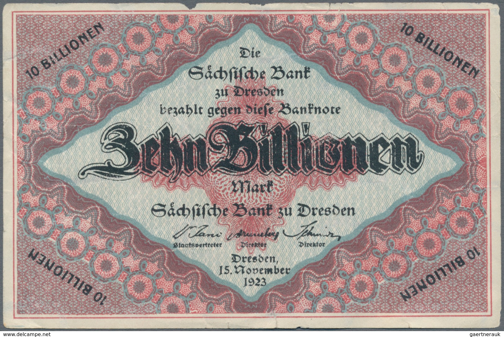 Deutschland - Länderscheine: Sächsische Bank Zu Dresden 1 Billion Mark 1923 SAX24 In Kassenfrischer - Other & Unclassified