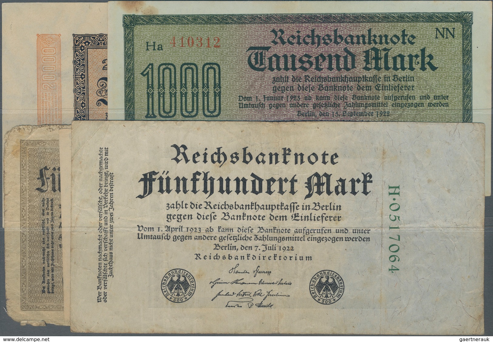 Deutschland - Sonstige: Kleines Lot Mit 5 Propaganda-Noten Auf 1000 Mark 1922 Mit Text "Godd Der Ger - Altri & Non Classificati