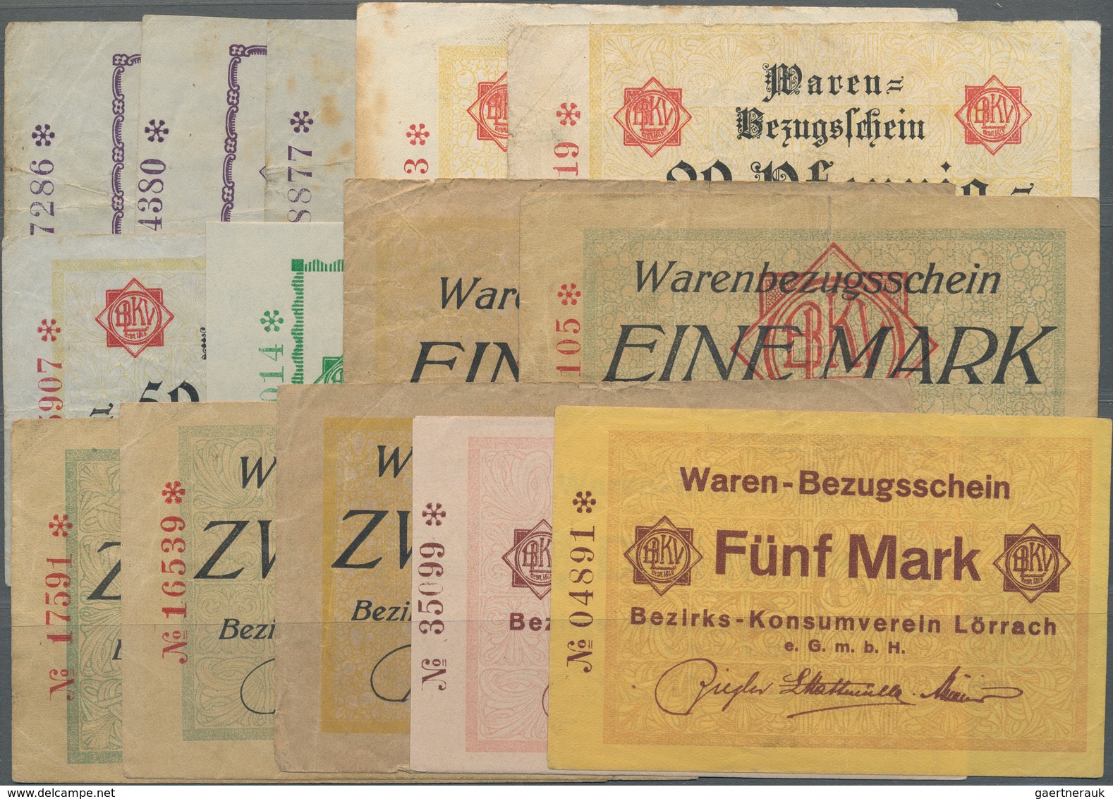 Deutschland - Notgeld - Baden: Lörrach, Bezirks-Konsumverein, 1, 2, 5, 10, 20, 50, 80 Pf., 1 (2, Gel - [11] Emissioni Locali