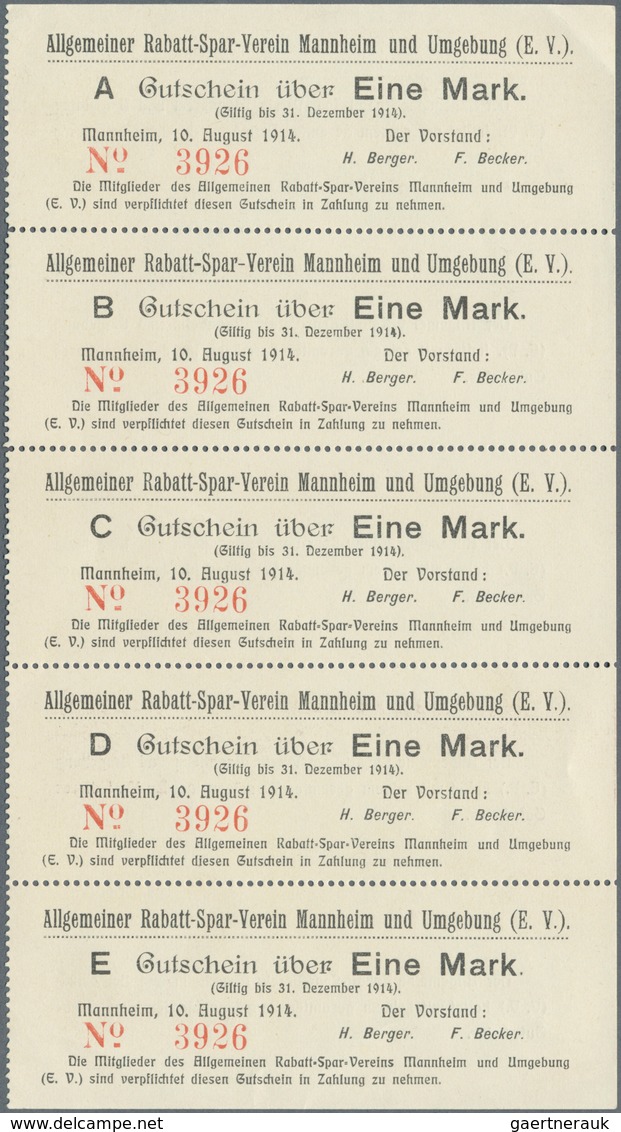 Deutschland - Notgeld - Baden: Mannheim, Allgemeiner Rabatt-Spar-Verein, Streifen Von 5 X 1 Mark, 10 - [11] Emisiones Locales
