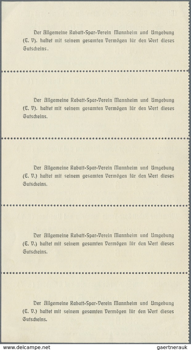 Deutschland - Notgeld - Baden: Mannheim, Allgemeiner Rabatt-Spar-Verein, Streifen Von 5 X 1 Mark, 10 - [11] Lokale Uitgaven