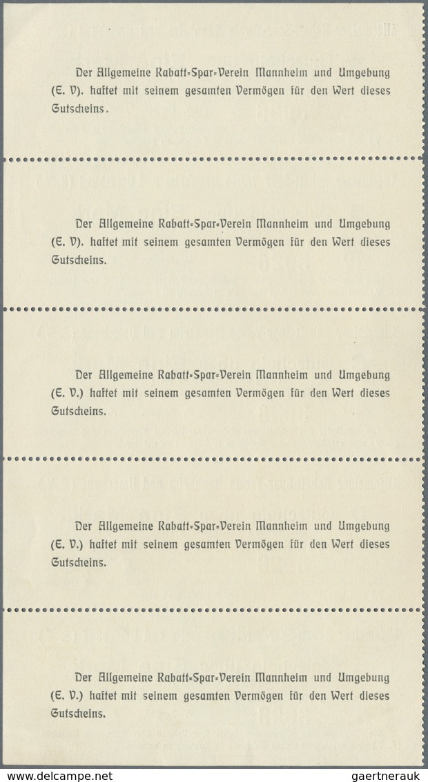 Deutschland - Notgeld - Baden: Mannheim, Allgemeiner Rabatt-Spar-Verein, Streifen Von 5 X 1 Mark, 10 - Lokale Ausgaben