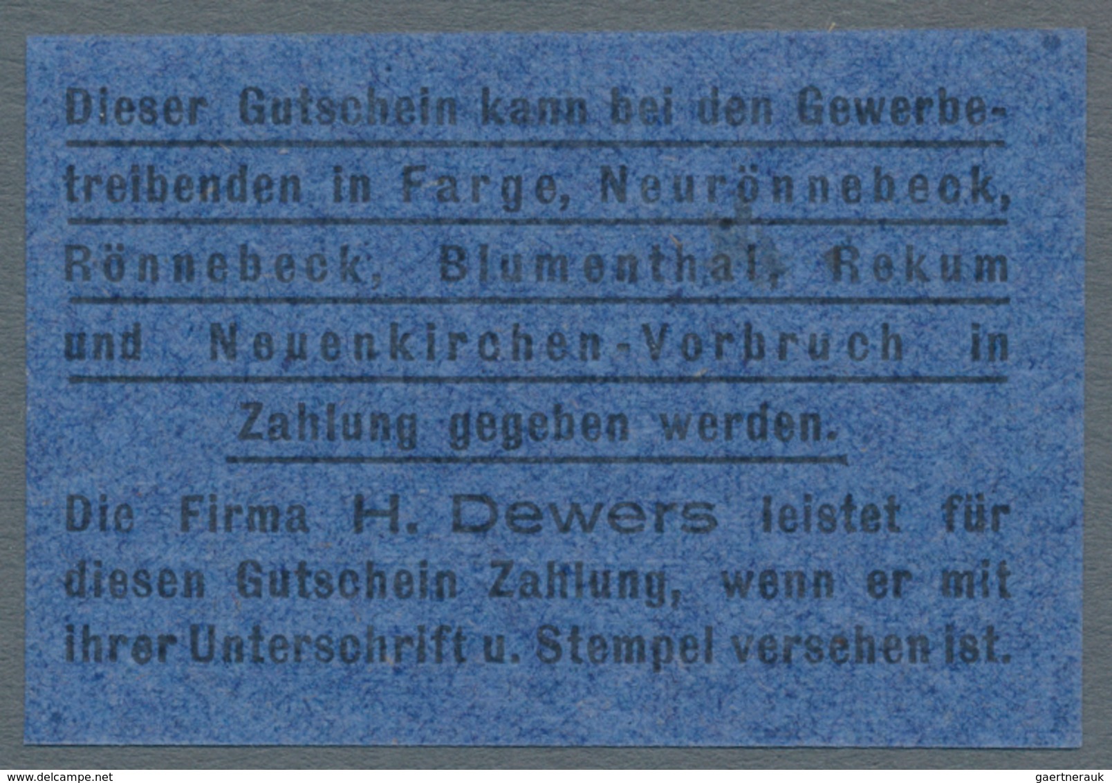 Deutschland - Notgeld - Bremen: Rönnebeck, H. Dewers, Masch. U. Armaturenfabrik, 1, 2, 3, 5 Mark (je - [11] Emisiones Locales