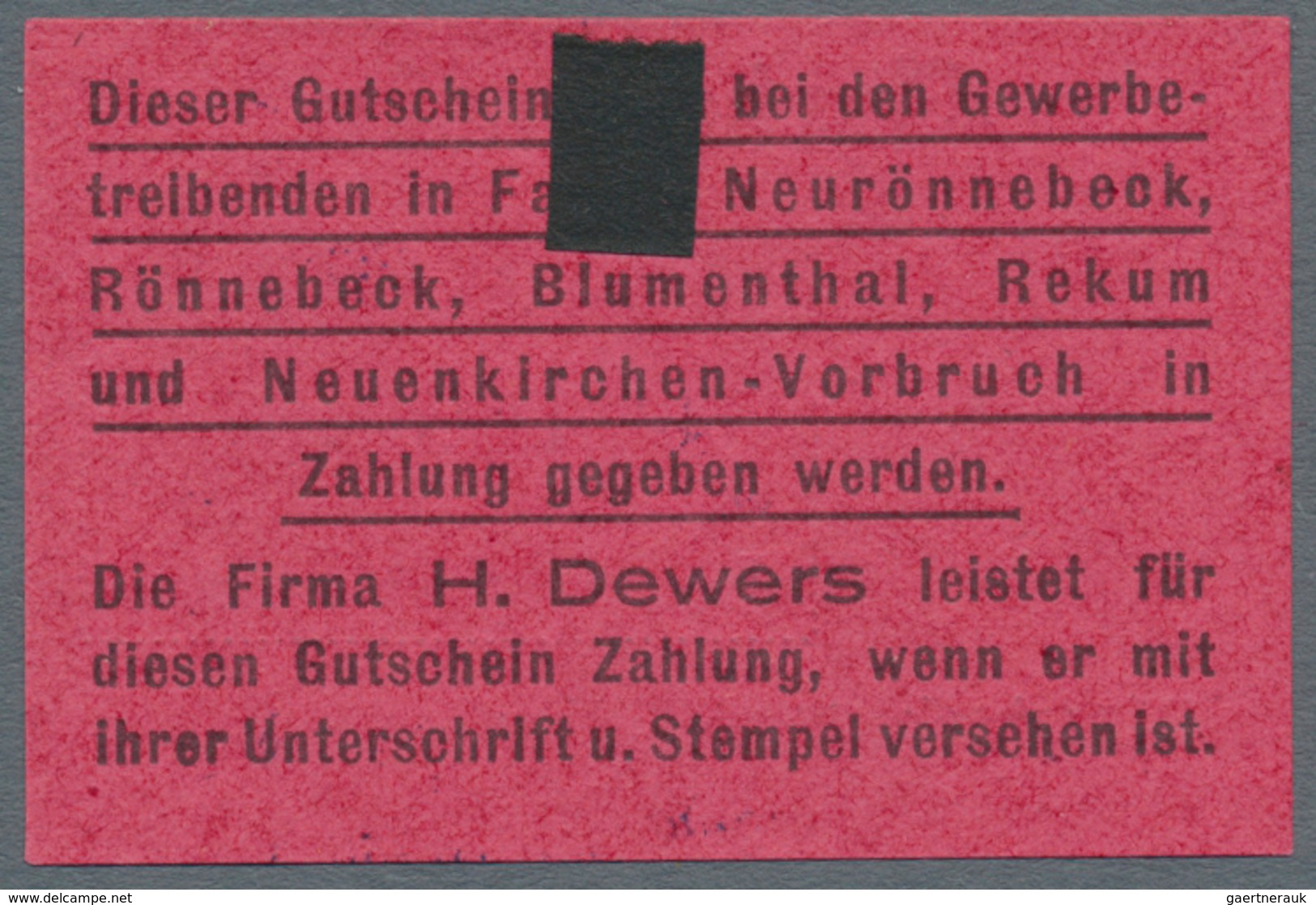 Deutschland - Notgeld - Bremen: Rönnebeck, H. Dewers, Masch. u. Armaturenfabrik, 1, 2, 3, 5 Mark (je