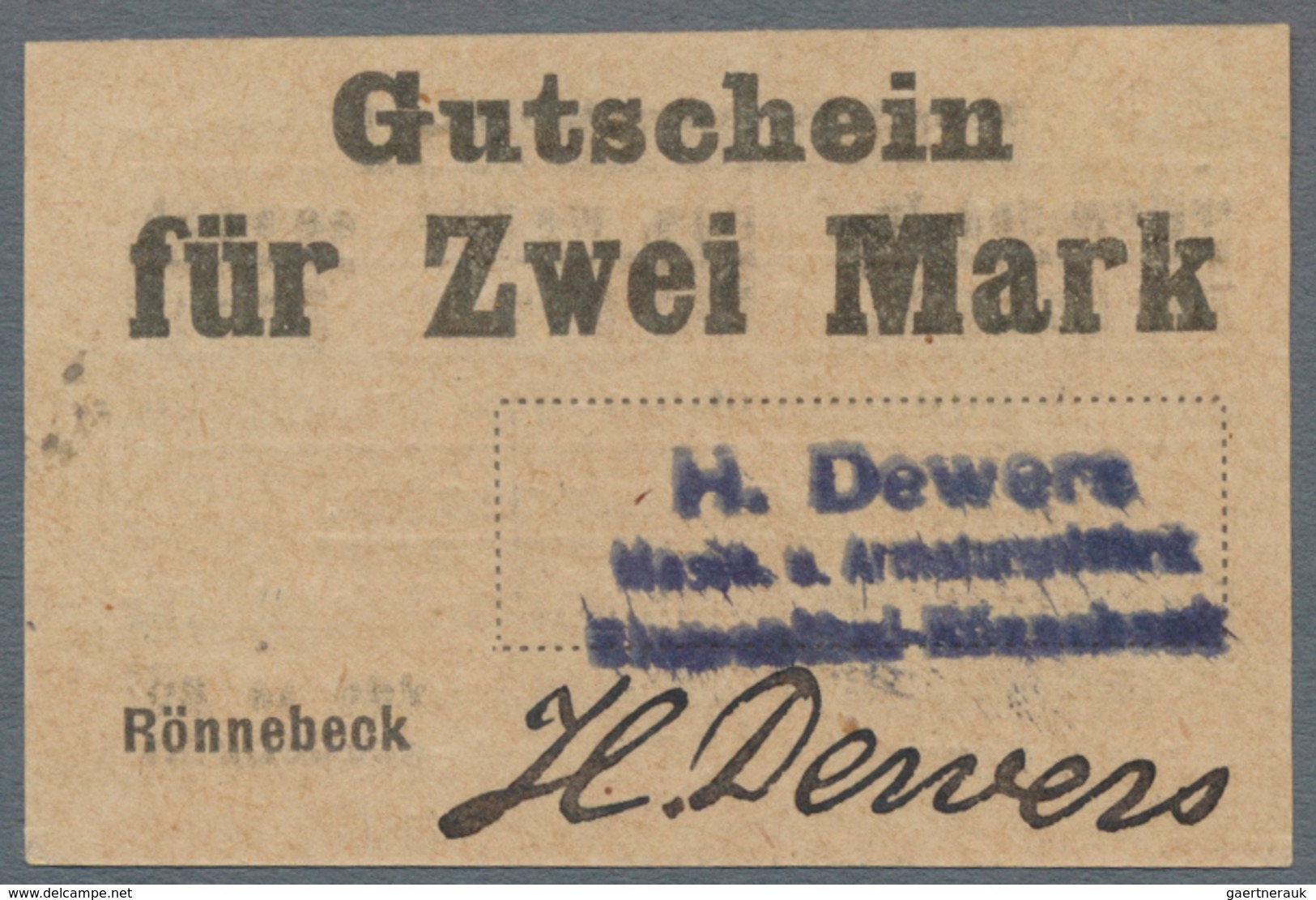 Deutschland - Notgeld - Bremen: Rönnebeck, H. Dewers, Masch. u. Armaturenfabrik, 1, 2, 3, 5 Mark (je