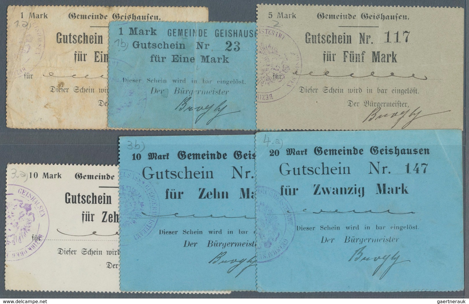 Deutschland - Notgeld - Elsass-Lothringen: Geishausen, Oberelsass, Bürgermeister, 1 (weißes Und Blau - Sonstige & Ohne Zuordnung