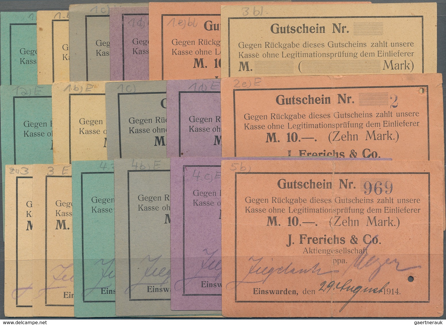 Deutschland - Notgeld - Niedersachsen: Einswarden, J. Frerichs & Co. Aktiengesellschaft, 1, 2, 3, 5 - [11] Emisiones Locales