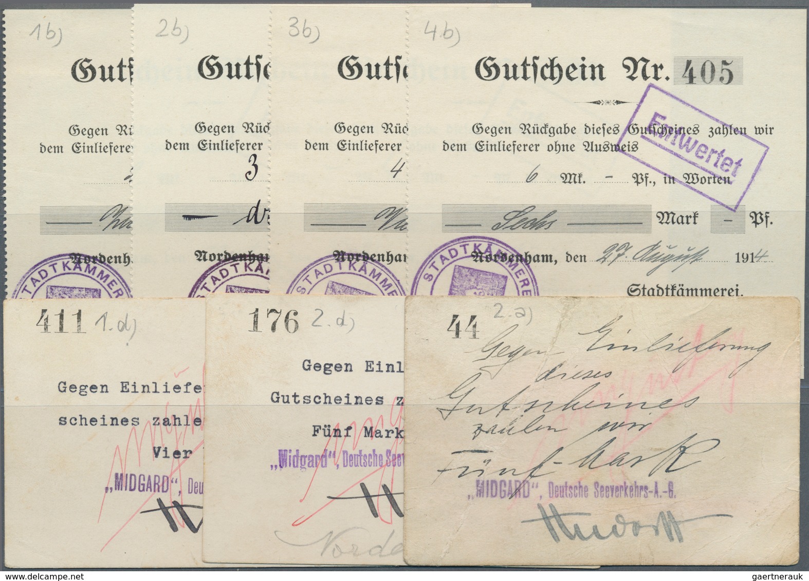 Deutschland - Notgeld - Niedersachsen: Nordenham, Stadtkämmerei, 2, 3, 4, 6 Mark, 27.8.1914, Neuanfe - [11] Emisiones Locales