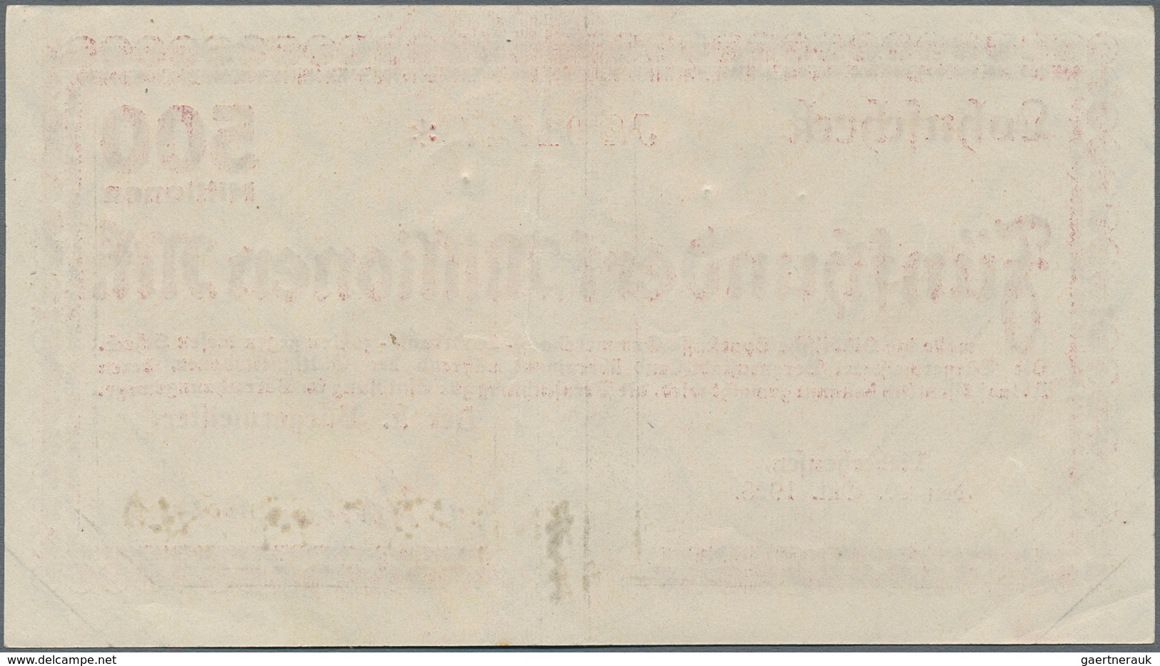 Deutschland - Notgeld - Rheinland: Lieberhausen, Bürgermeisteramt, 500 Mio. Mark, 20.10.1923, Vollst - [11] Lokale Uitgaven