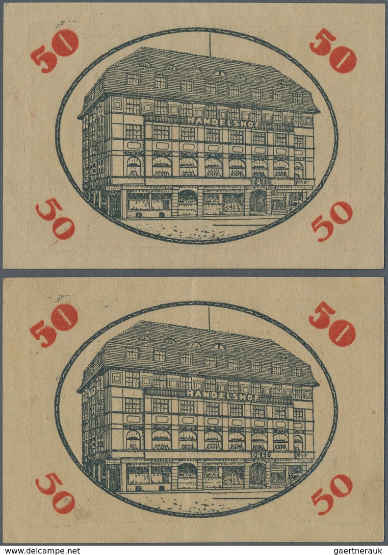 Deutschland - Notgeld - Westfalen: Bochum, Café Handelshof, 50 Pf., 1.7.1921, Serie A, 2 Scheine In - Autres & Non Classés
