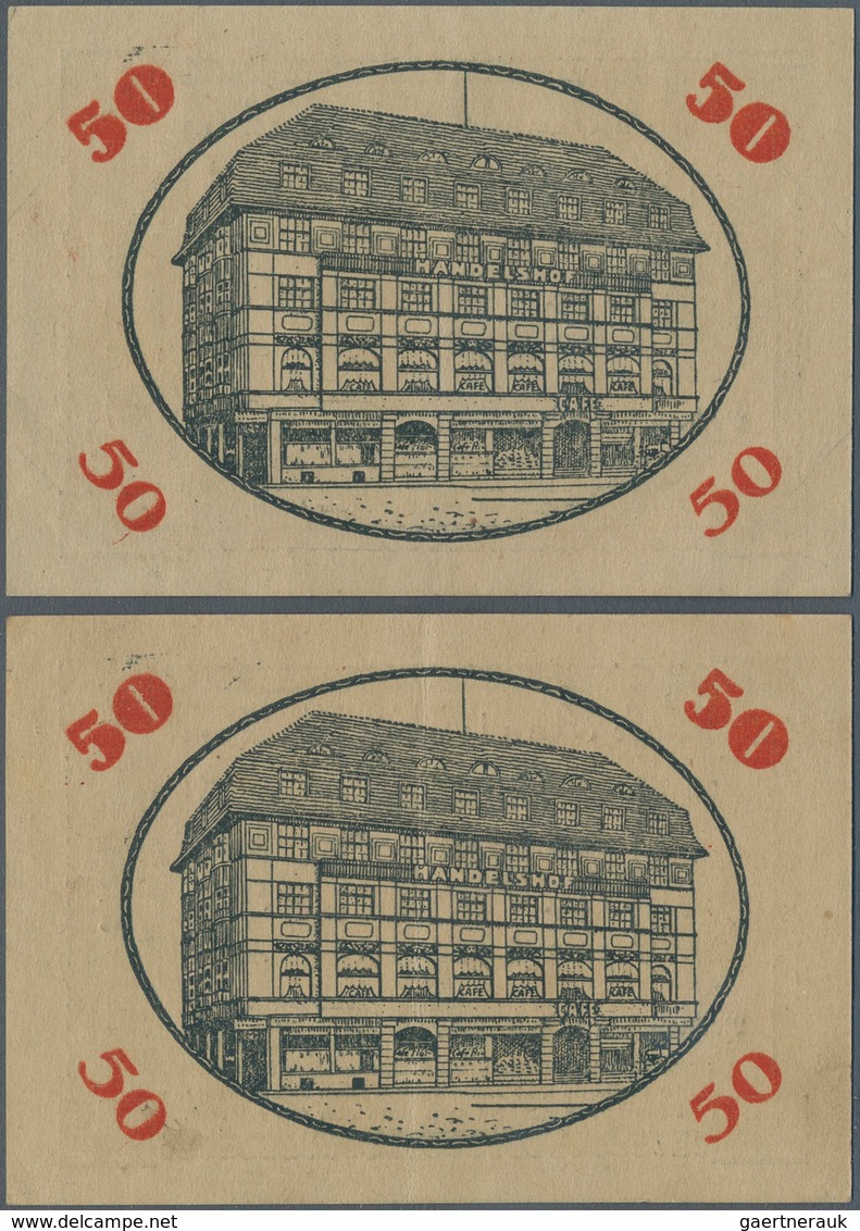 Deutschland - Notgeld - Westfalen: Bochum, Café Handelshof, 50 Pf., 1.7.1921, Serie A, 2 Scheine In - Sonstige & Ohne Zuordnung