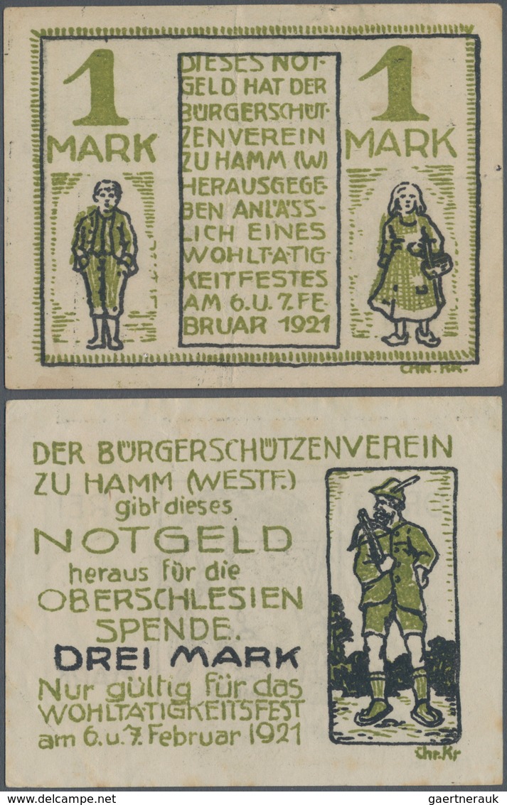 Deutschland - Notgeld - Westfalen: Hamm, Bürgerschützenverein, 1, 3 Mark, 6. Und 7.2.1921, Leicht Ra - Sonstige & Ohne Zuordnung