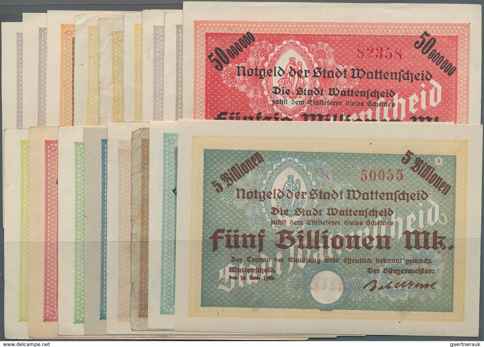 Deutschland - Notgeld - Westfalen: Wattenscheid, Stadt, 50 Tsd. (2, Udr. Grün Ohne KN Und Udr. Braun - Otros & Sin Clasificación