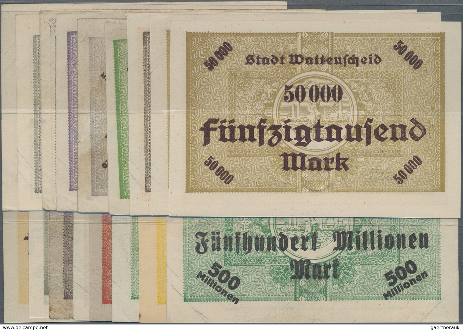 Deutschland - Notgeld - Westfalen: Wattenscheid, Stadt, 50 Tsd. (2, Udr. Grün Ohne KN Und Udr. Braun - Otros & Sin Clasificación