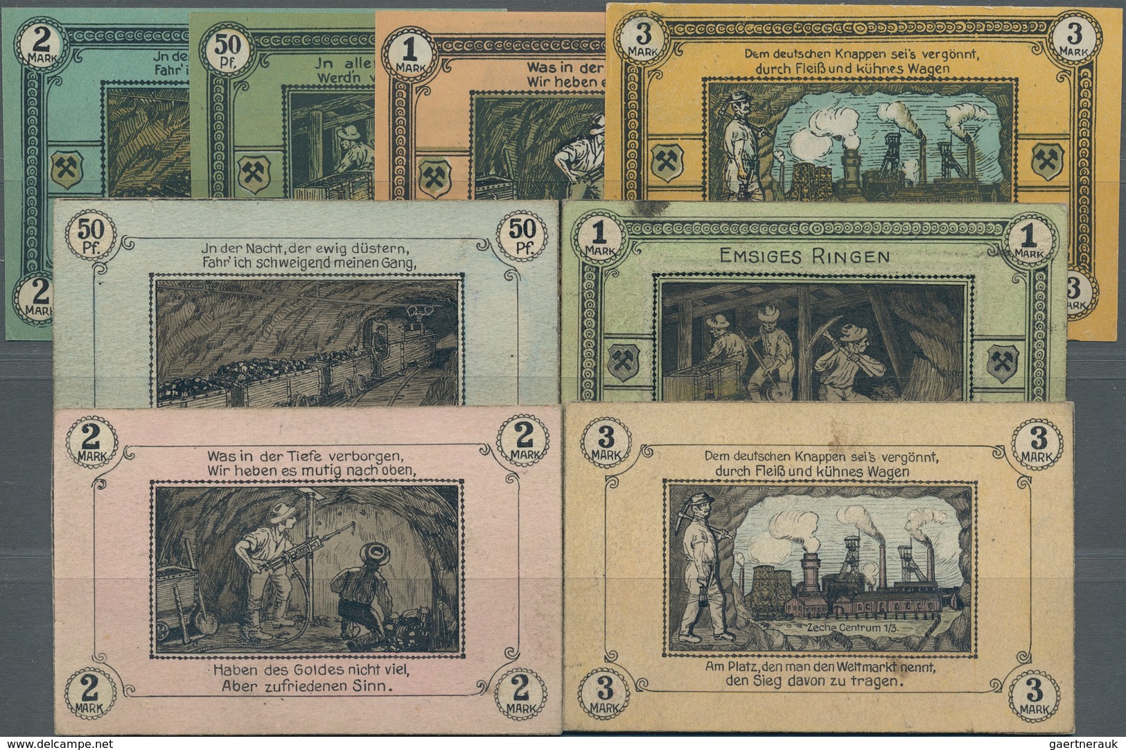 Deutschland - Notgeld - Westfalen: Wattenscheid, Stadt, Teils Datiert 1.1.1922, Vier Handgezeichnete - Other & Unclassified