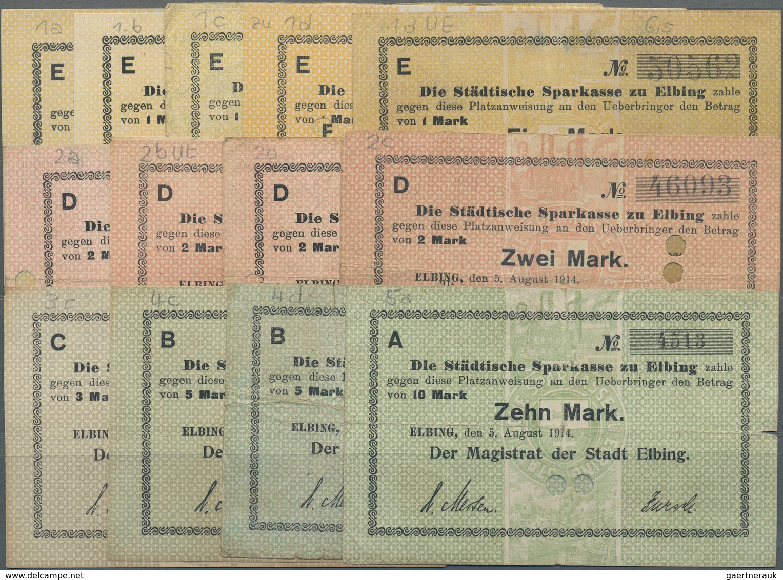 Deutschland - Notgeld - Ehemalige Ostgebiete: Elbing, Westpreußen, Magistrat, 1 Mark (5, Mit KN-Vari - Altri & Non Classificati