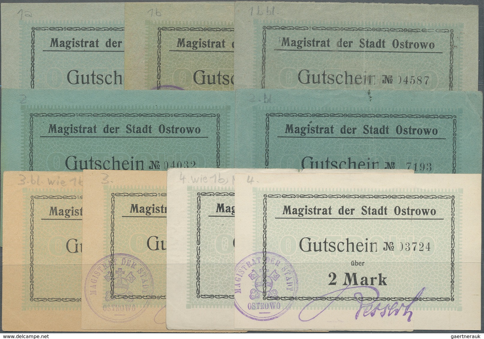 Deutschland - Notgeld - Ehemalige Ostgebiete: Ostrowo, Posen, Magistrat, 25 Pf. (3, Zwei Rahmenvaria - Altri & Non Classificati