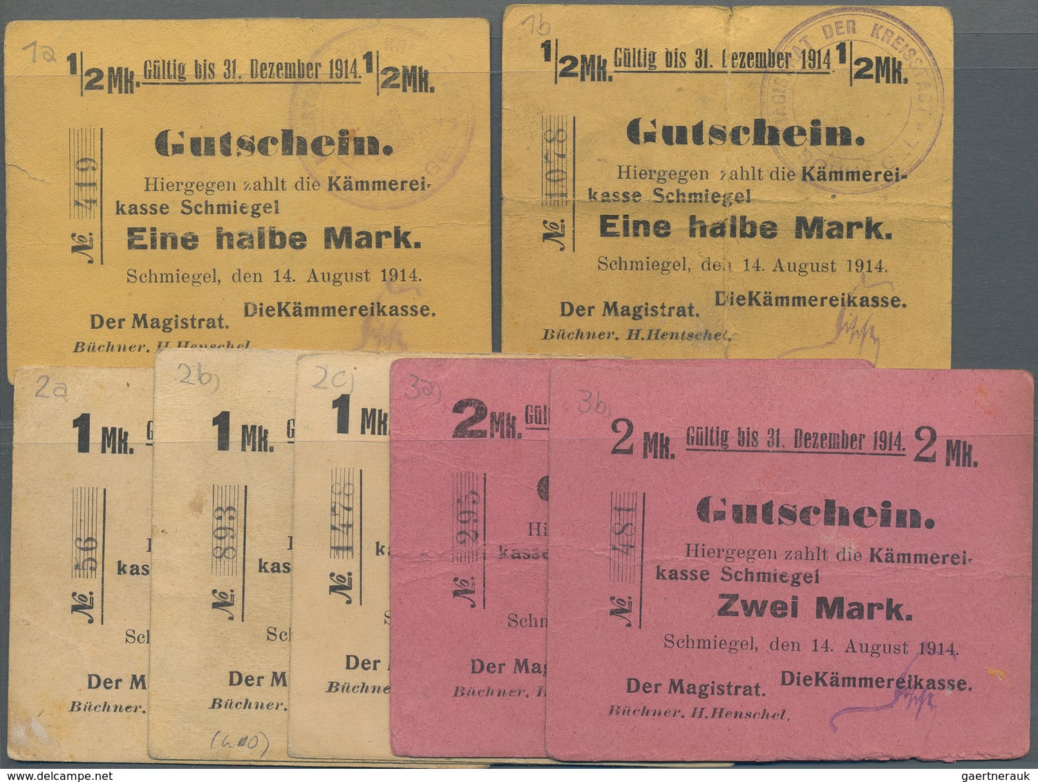 Deutschland - Notgeld - Ehemalige Ostgebiete: Schmiegel, Posen, Magistrat Und Kämmereikasse, 1/2 (2) - Altri & Non Classificati