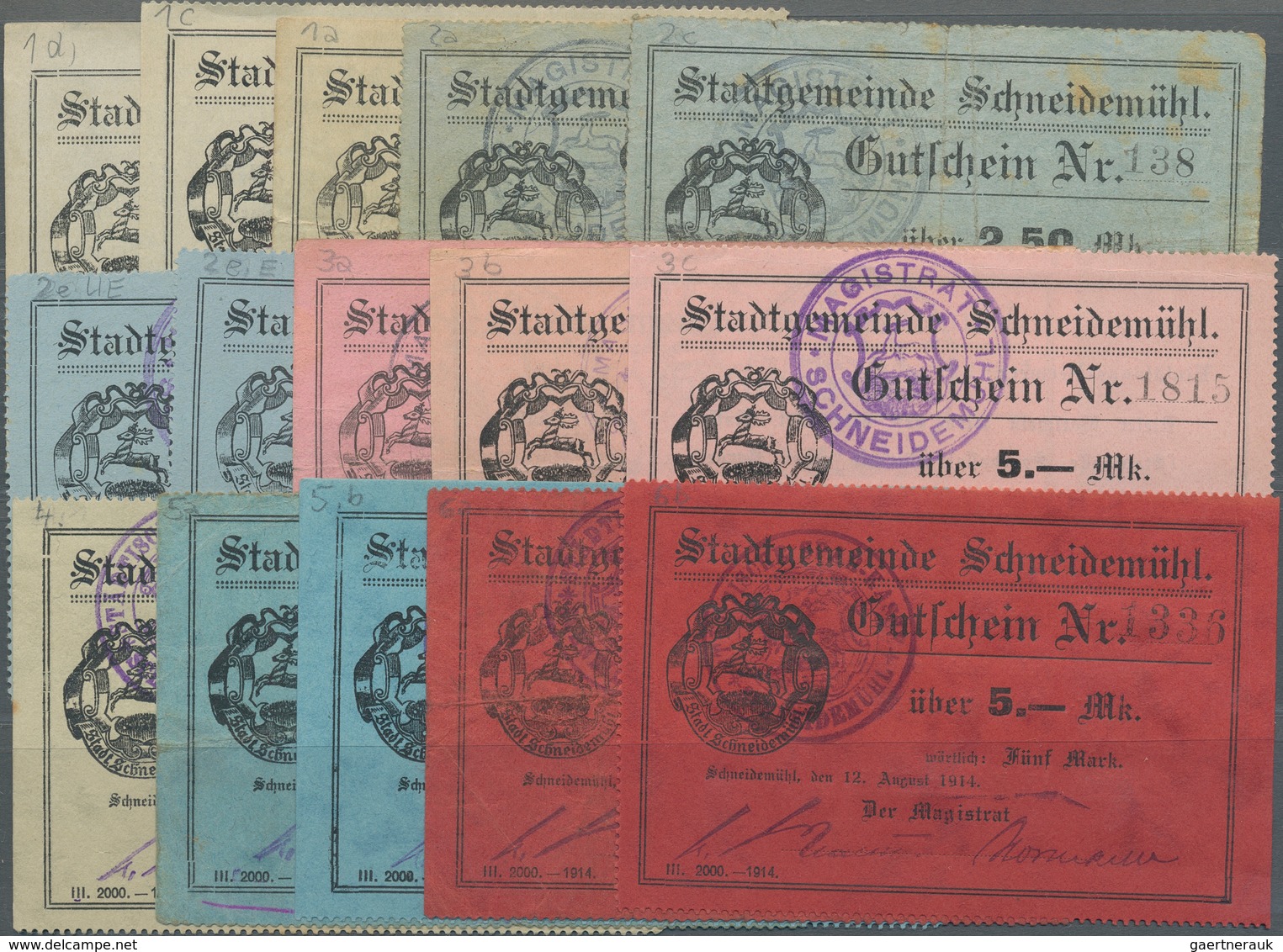 Deutschland - Notgeld - Ehemalige Ostgebiete: Schneidemühl, Posen, Magistrat, 1(3), 2,50 (4), 5 (3) - Sonstige & Ohne Zuordnung