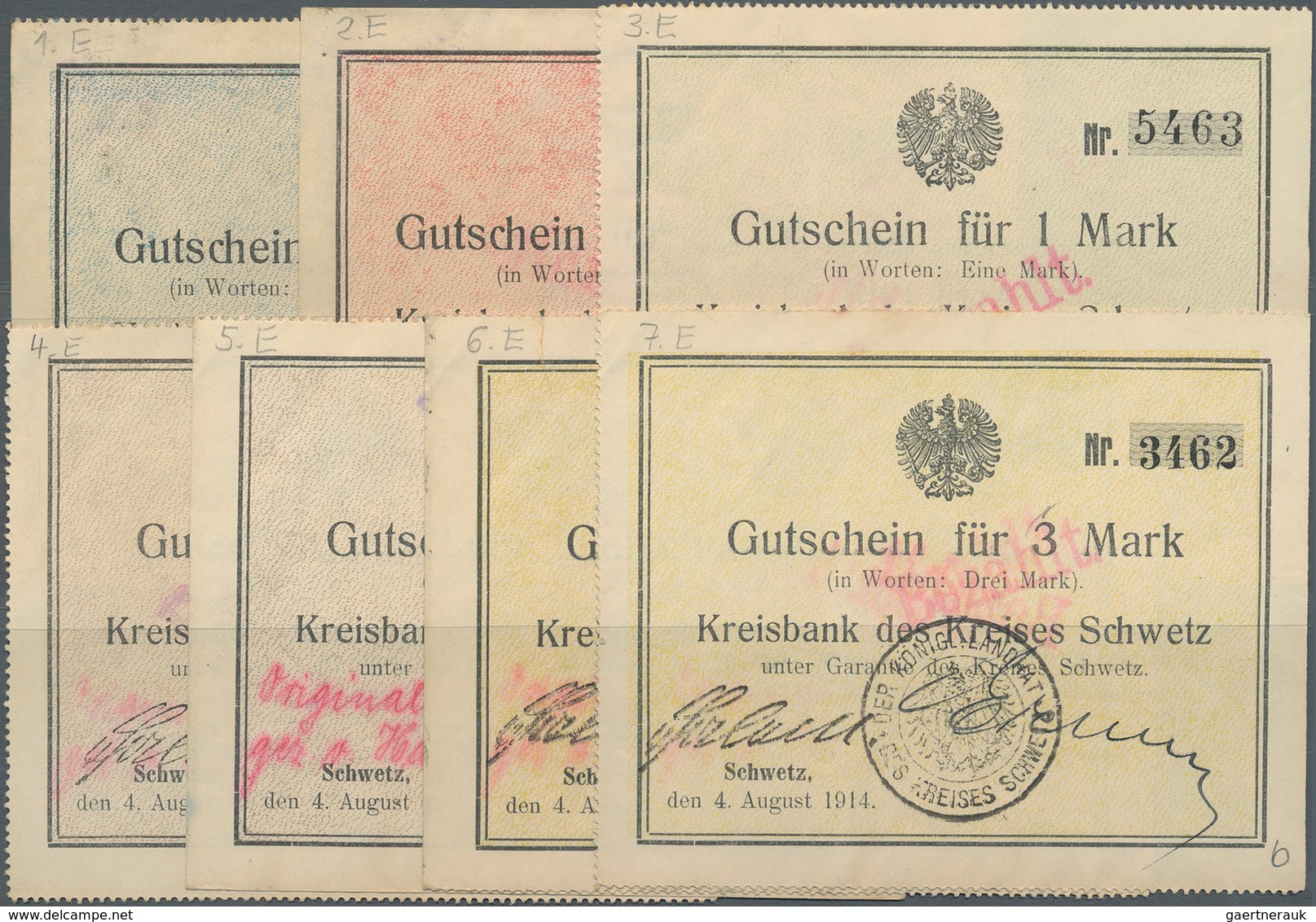 Deutschland - Notgeld - Ehemalige Ostgebiete: Schwetz, Westpreußen, 25, 50 Pf., 1, 2 (2, WZ-Variante - Other & Unclassified