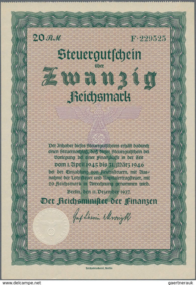 Deutschland - Deutsches Reich bis 1945: Steuergutscheine. Lot von 5 Steuergutscheinen I zu 200 RM 19