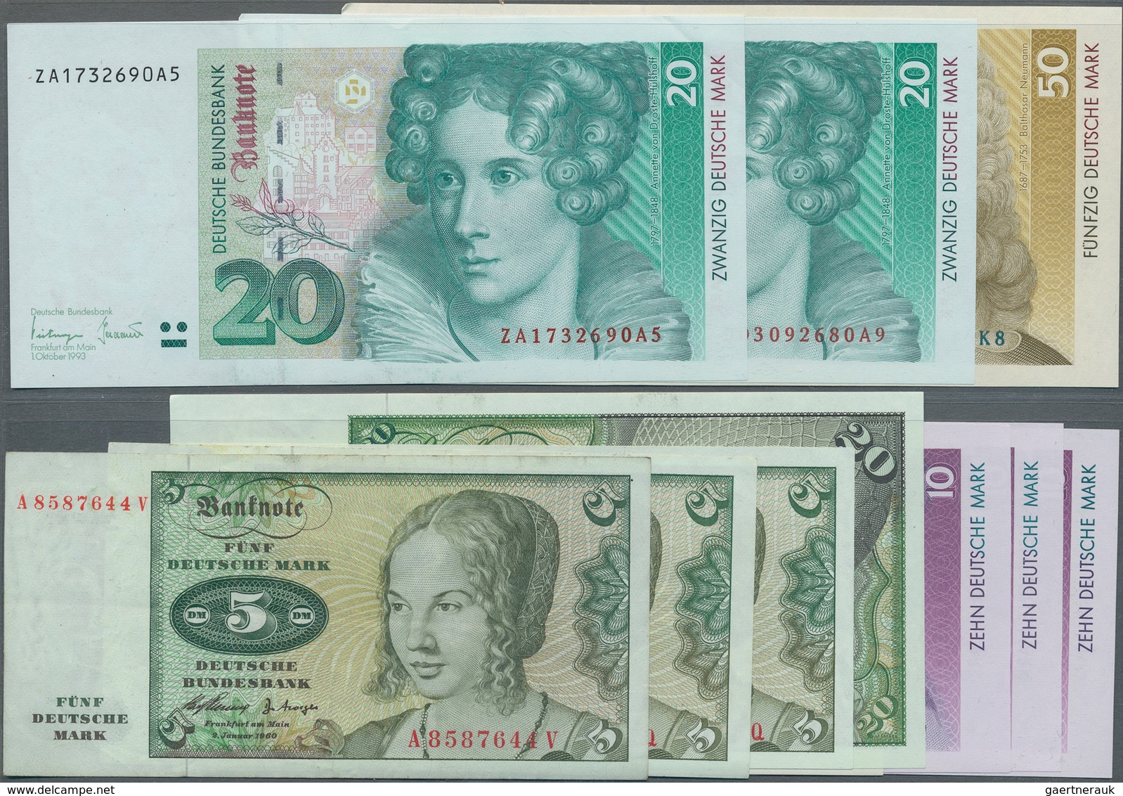 Deutschland - Bank Deutscher Länder + Bundesrepublik Deutschland: Kleines Lot Mit 11 Banknoten, Dabe - Otros & Sin Clasificación