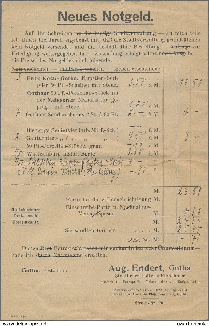 Deutschland - Notgeld: 1920/22, Korrespondenz Zum Erwerb Von Kleingeld-, Großgeld- Und Serienscheine - Sonstige & Ohne Zuordnung