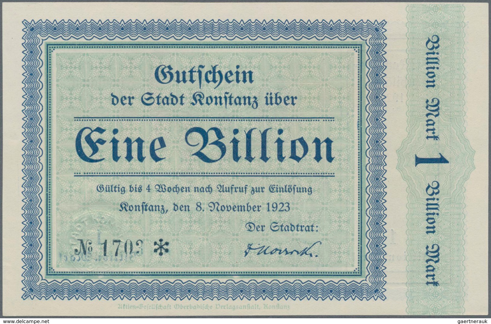 Deutschland - Notgeld - Baden: Konstanz, Stadt, 3 Kleingeldscheine 1918/19, 4 Großgeldscheine 1918, - [11] Lokale Uitgaven