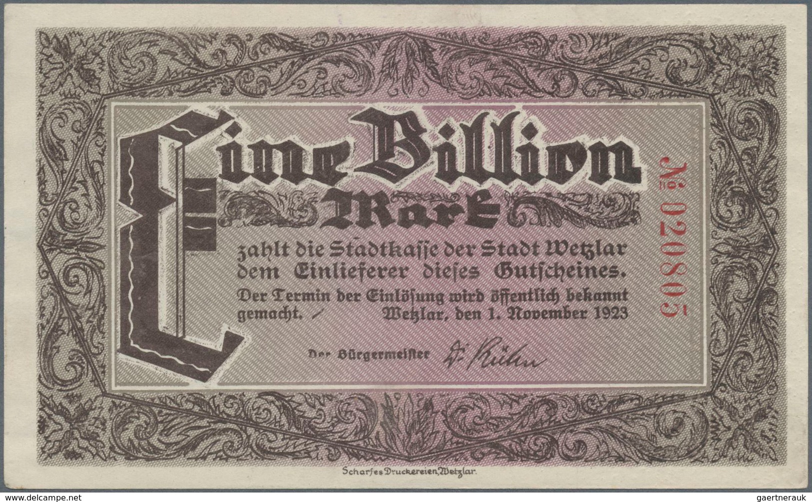 Deutschland - Notgeld - Hessen: Wetzlar, Stadt, 10 Kleingeldscheine In Varianten, 7 Scheine Großgeld - [11] Local Banknote Issues