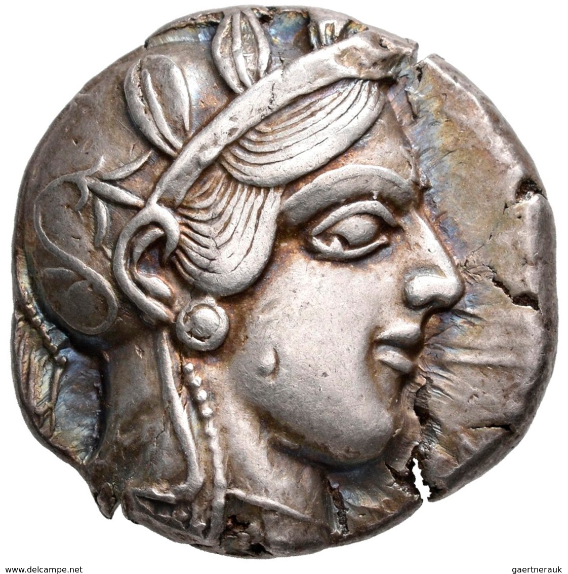 Attika: AR-Tetradrachme Ca. 420/404 V. Chr., Athen, 17,15 G, Athenakopf Nach Rechts/ Eule, Prüfhieb, - Griechische Münzen