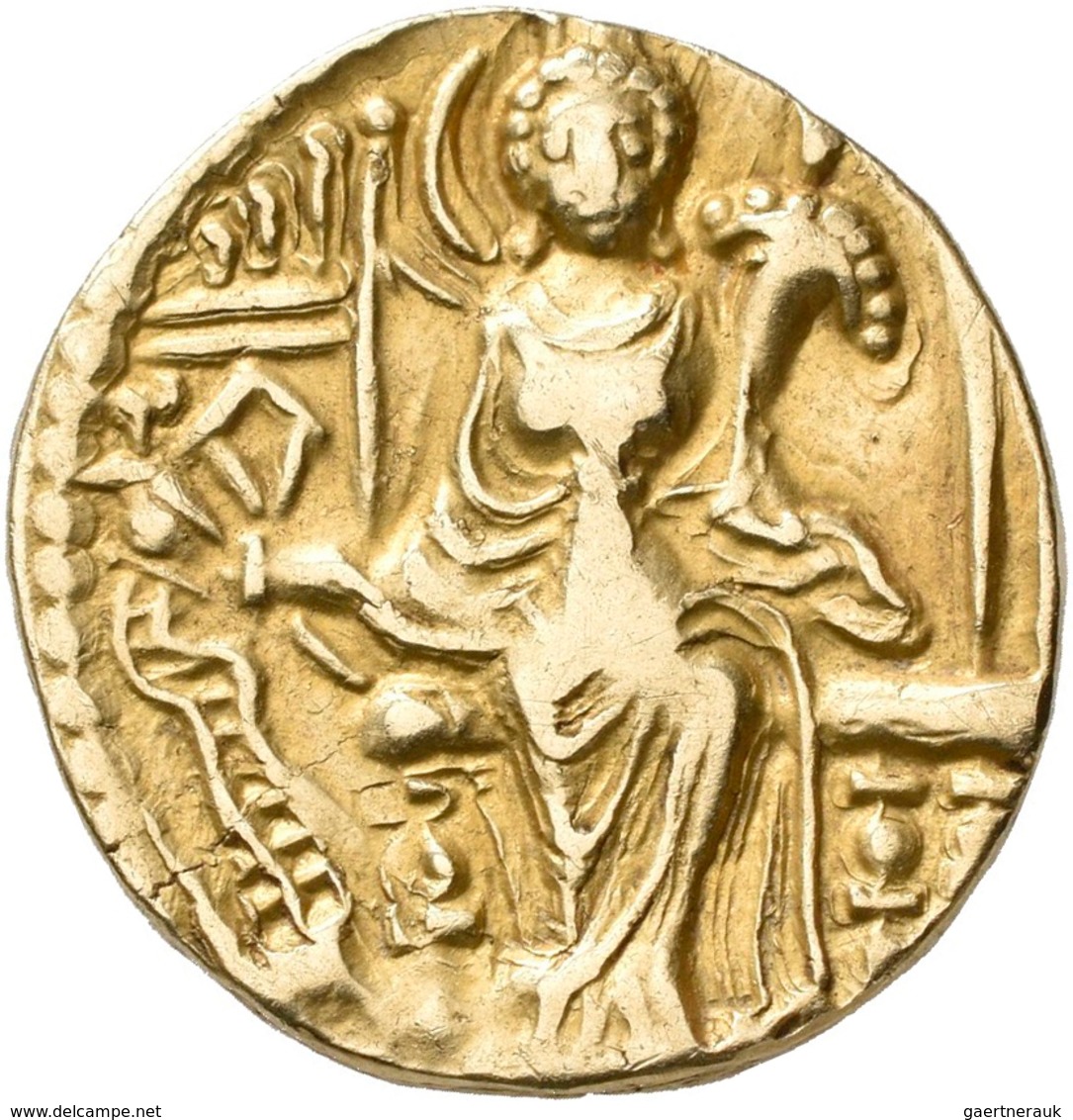 Indien: Kushan, Unbekannte Fürsten, Etwa 365 N. Chr.: Gold Stater, König Steht Im Ornat Mit Dreizack - Altri & Non Classificati