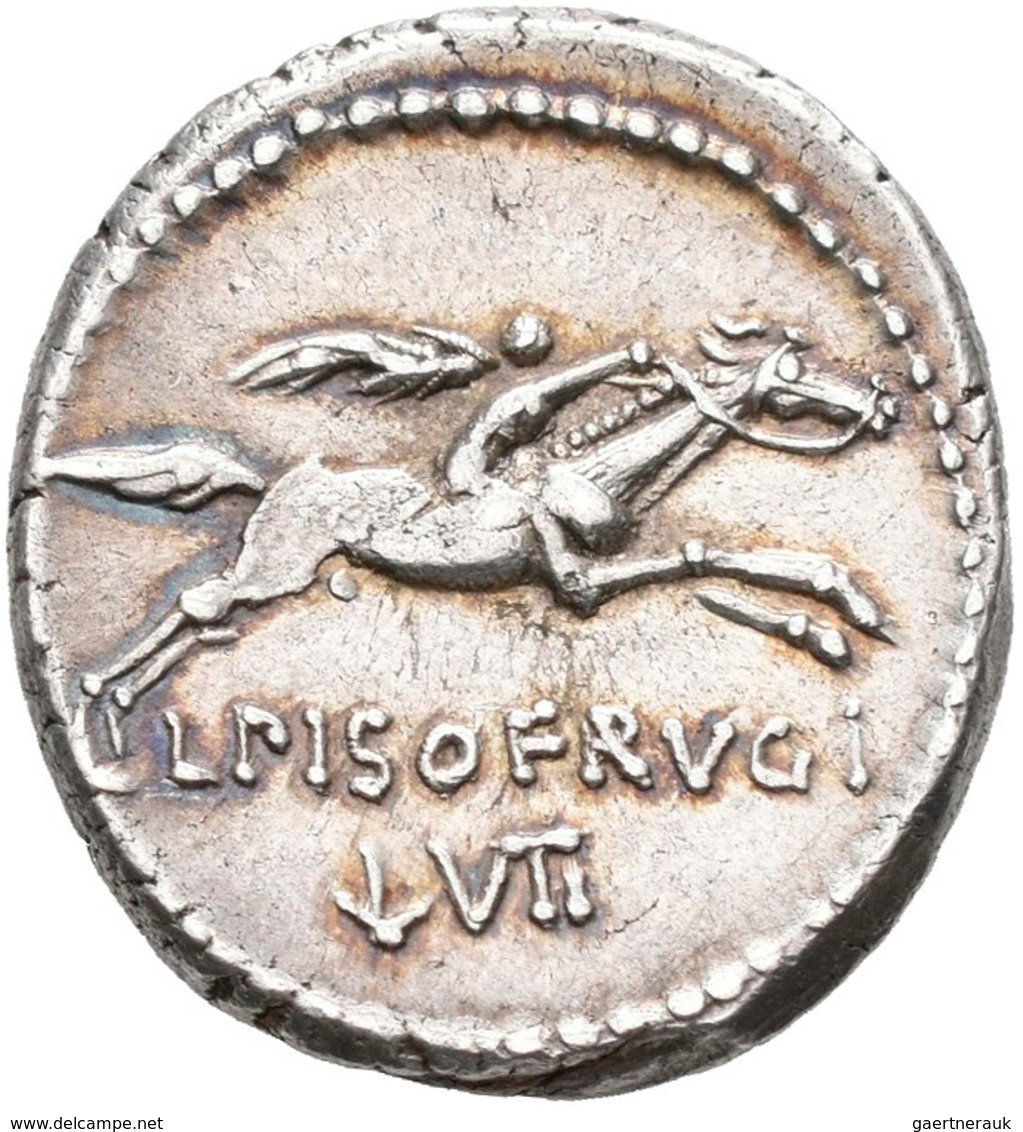 Lucius Calpurnius Piso Frugi (90 V.Chr.): AR-Denar, 3,84 G, Crawford 340.1, BMC 1961, Sehr Schön-vor - Altri & Non Classificati