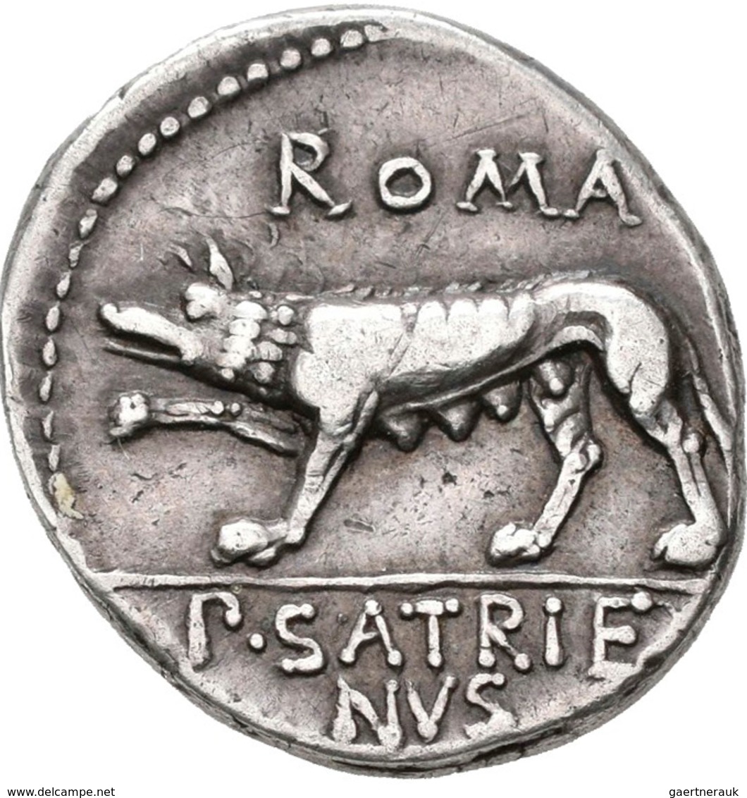 Publius Satrienus (77 V.Chr.): AR-Denar 77 V. Chr., Rom, 3,84 G, Crawford 388/1b; Sydenham 781a, Fas - Otros & Sin Clasificación