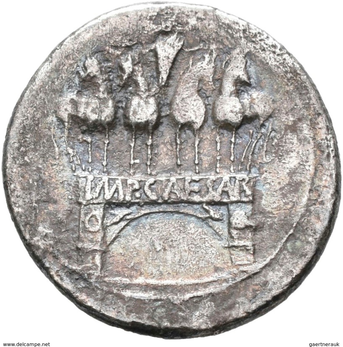 Augustus (27 V.Chr. - 14 N.Chr.): Denar 29/27 V. Chr., Brindisi Oder Rom, Kopf Nach Rechts / Triumph - La Dinastia Giulio-Claudia Dinastia (-27 / 69)