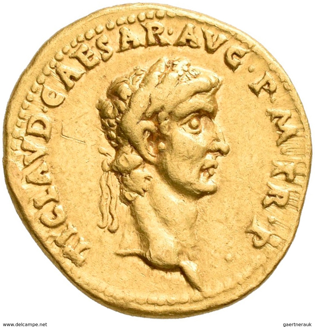 Claudius (41 - 54): AV-Aureus, 41/42 N. Chr., Rom, 7,72 G, RIC 31, , Av: TI CLAVD CAESAR AVG P M TR - La Dinastía Julio-Claudia (-27 / 69)