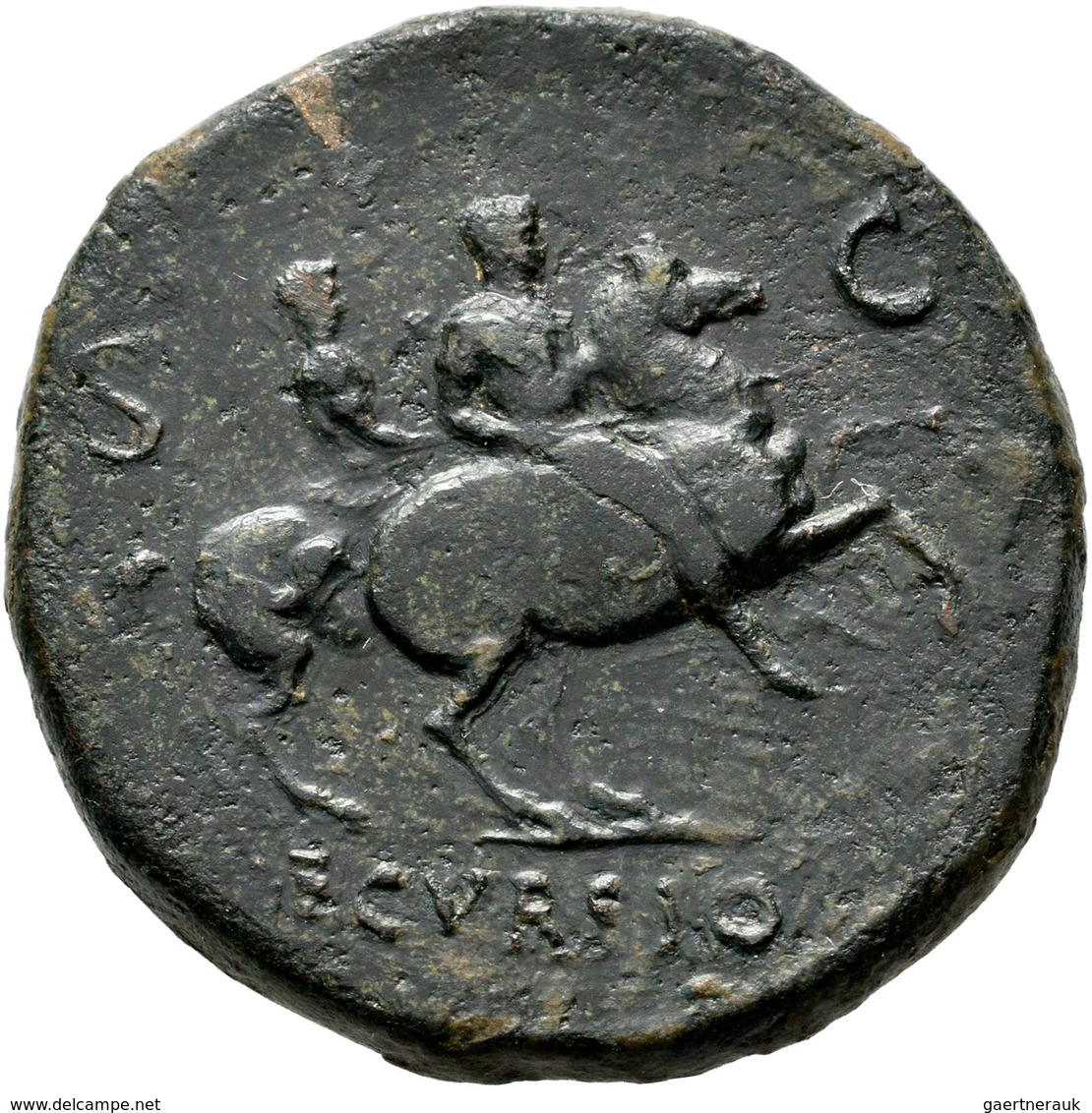 Nero (54 - 68): Sesterz, Mzst. Lugdulum; 33,35 Mm, 26,59 G, Dunkelbraune Patina, Sehr Schön. - La Dinastia Giulio-Claudia Dinastia (-27 / 69)