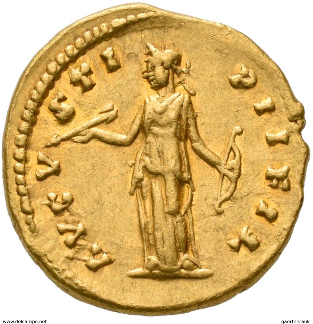 Faustina Minor (+ 176 N.Chr.): AV Aureus, FAVSTINA AUGVSTA, Büste Nach Links, Frisur In Vier Schlang - The Anthonines (96 AD To 192 AD)