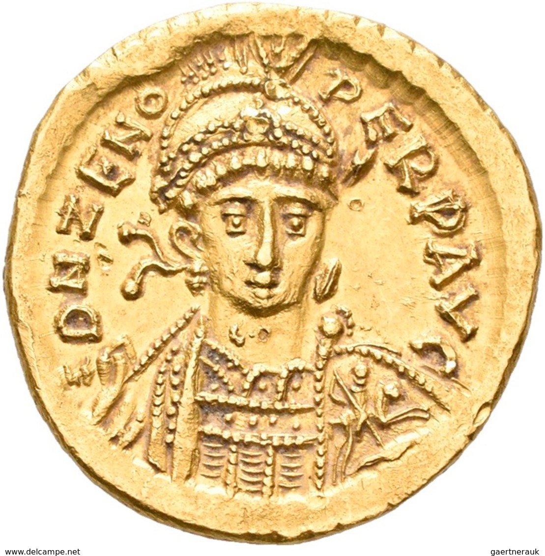 Zeno (474 - 475, 476 - 491): Gold-Solidus, Konstantinopel, 19,3 Mm, 4,46 G, RIC 910, Sehr Schön. - El Bajo Imperio Romano (363 / 476)