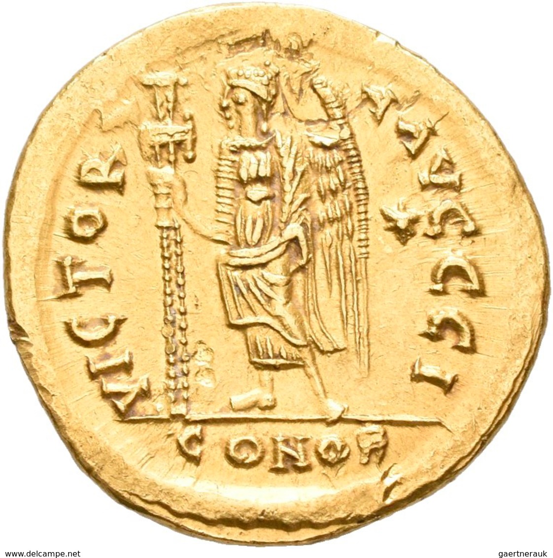 Zeno (474 - 475, 476 - 491): Gold-Solidus, Konstantinopel, 19,3 Mm, 4,46 G, RIC 910, Sehr Schön. - Der Spätrömanischen Reich (363 / 476)