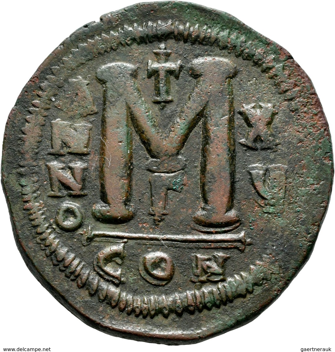 Iustinianus I. (527 - 565): AE-Follis, Anno XV; 40,5 Mm, 22 G, Sommer 4.20, Sear 163, Sehr Schön. - Byzantine