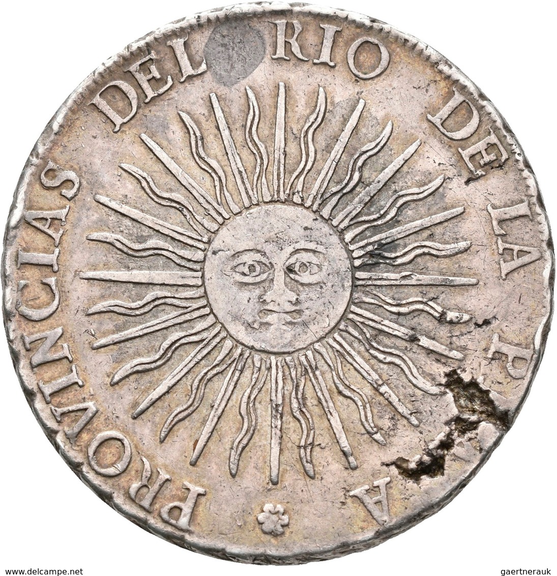 Argentinien: 8 Soles 1815 FL, KM#15, 26,55 G, Kl. Schrötlingsfehler, Sehr Schön. - Argentina