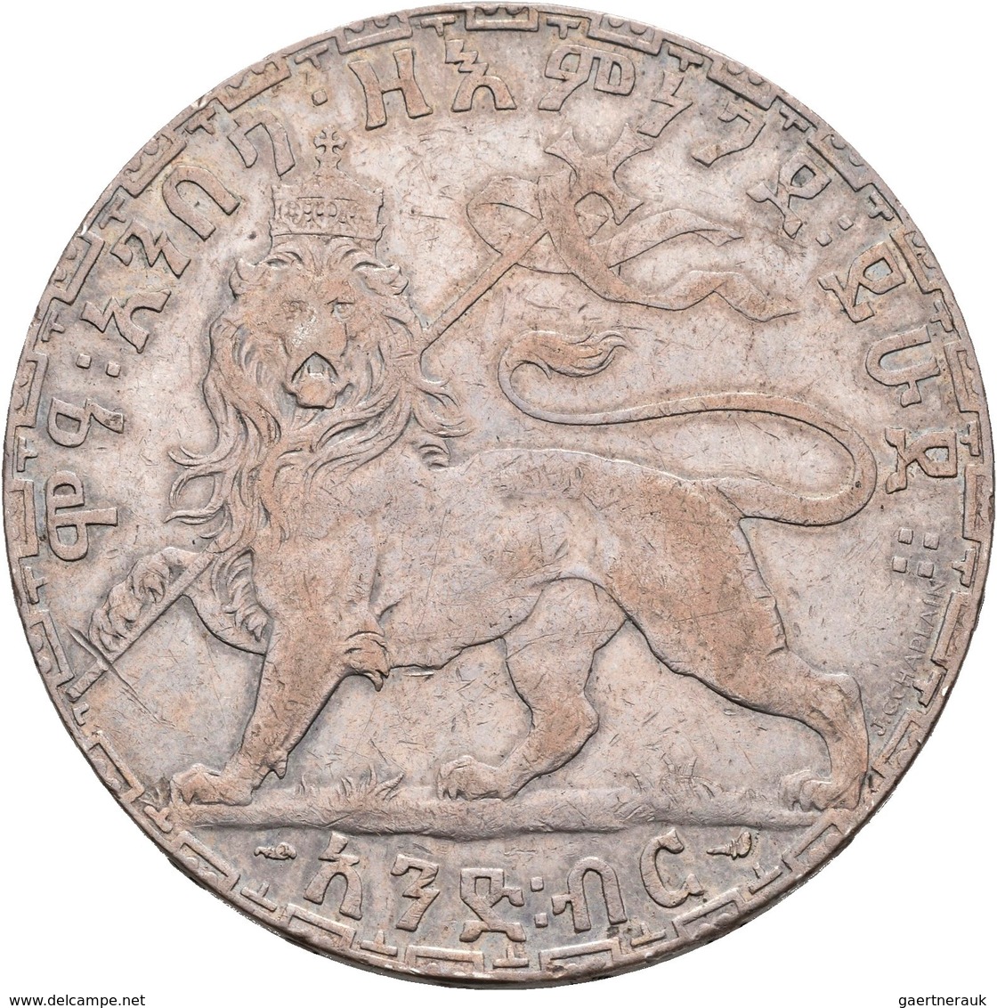 Äthiopien: Menelik II. 1889-1913. Birr EE 1892 (1899), KM# 19, 27,98 G, Sehr Schön. - Aethiopien