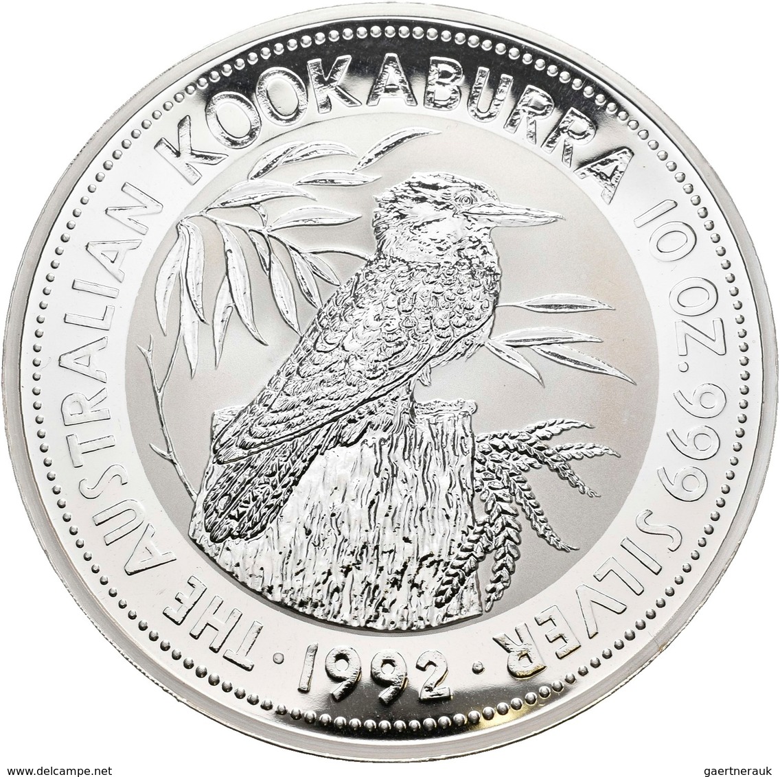 Australien: Elizabeth II. 1952-,: 10 Dollars 1992, Silber Kookaburra, 10 OZ, 999/1000 Silber, KM# 18 - Sonstige & Ohne Zuordnung