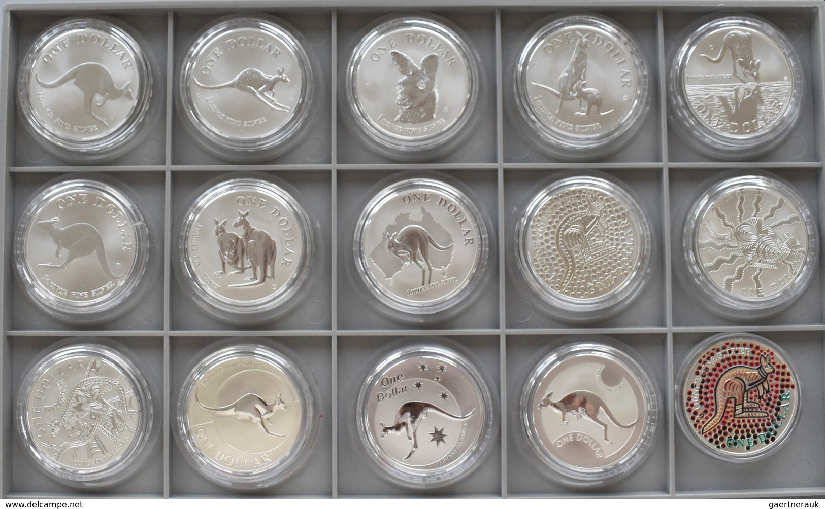 Australien: Lot 15 X 1 OZ Silber Känguru / Kangaroo Der Jahrgänge 1993-2006. Dabei Der Jahrgang 2001 - Sonstige & Ohne Zuordnung