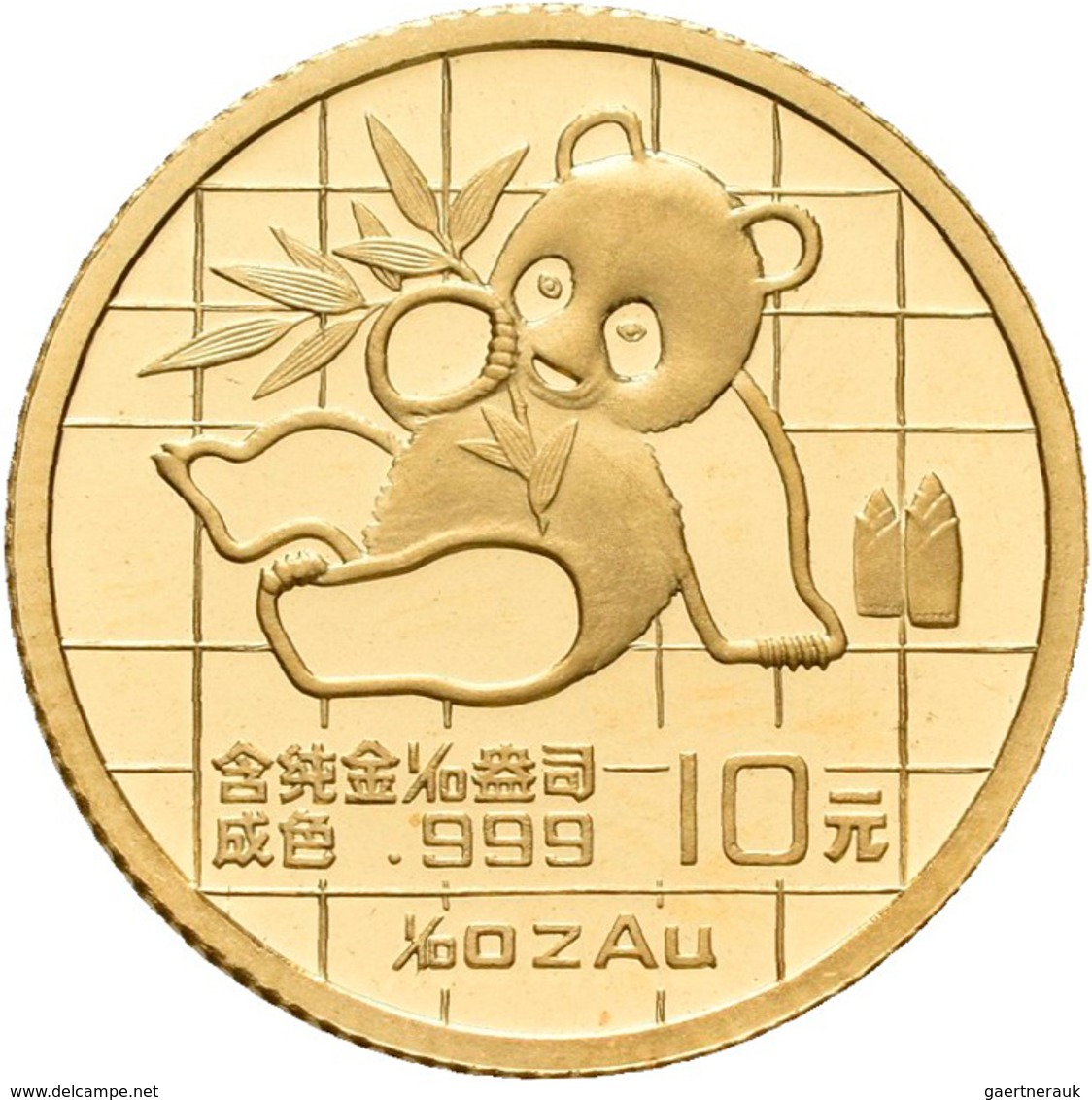 China - Volksrepublik - Anlagegold: Lot 2 Stück: 10 Yuan 1989, Goldpanda Sitzt, Bambus, KM# 223, Fri - China