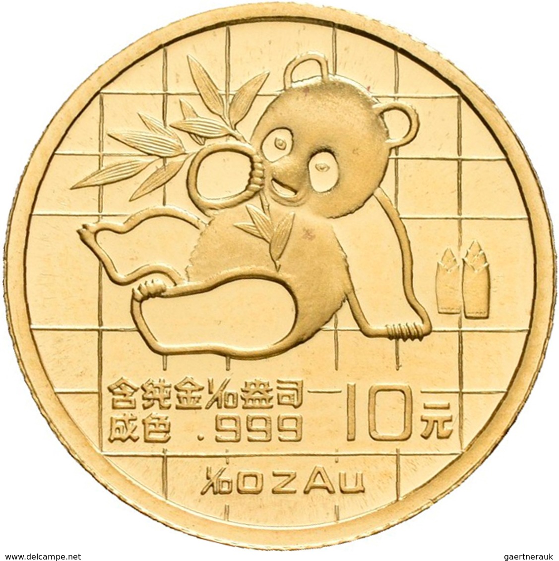 China - Volksrepublik - Anlagegold: Lot 2 Stück: 10 Yuan 1989, Goldpanda Sitzt, Bambus, KM# 223, Fri - China