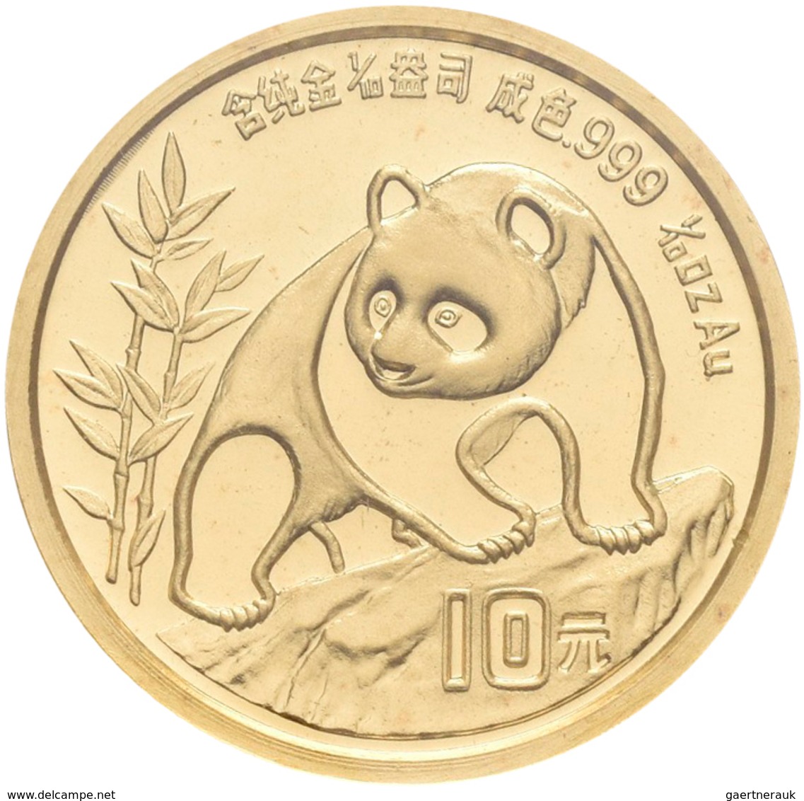 China - Volksrepublik - Anlagegold: Lot 2 Stück: 10 Yuan 1990, Goldpanda Am Fels, Bambus, KM# 269, F - China